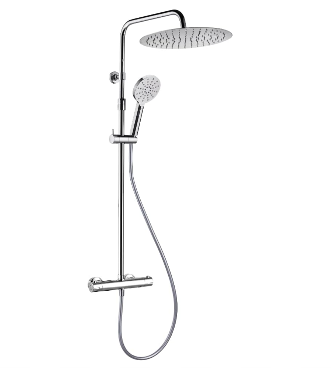 Termostatski tuš sistem sa rain shower glavom, hrom