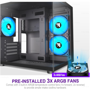 Gaming kućište sa 3 ARGB ventilatora i panoramskim staklom FOIFKIN F100 Micro-ATX