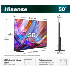 HISENSE 50 inča 50E7S Hi-QLED 4K UHD Smart TV – HIS-50E7S – fotografija 2
