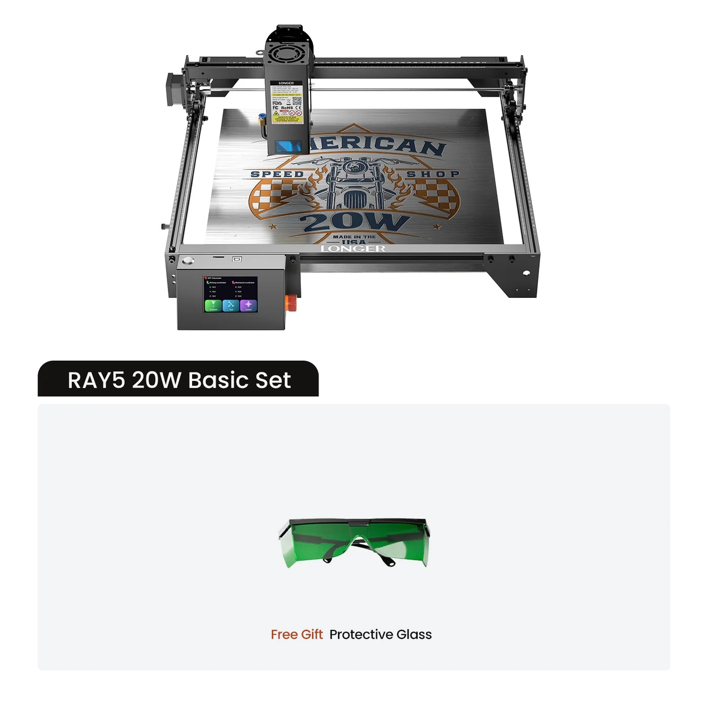 LONGER RAY5 20W laserska gravirka i sekačica, WiFi, touchscreen, 400 × 365 mm
